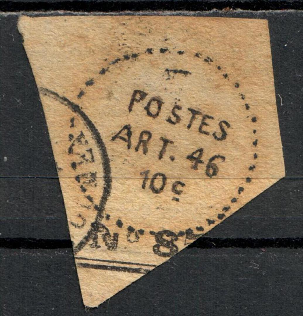 NEW CALEDONIA 1876 circular cachet applied to envelope due to unavailability of French Colonies stamp. Cut out. Good margins. - image 0
