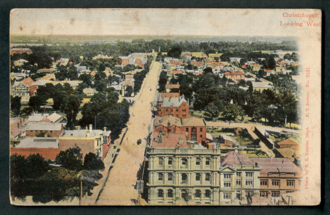 Coloured Postcard of Christchurch looking west. - 48364 - Postcard image 0