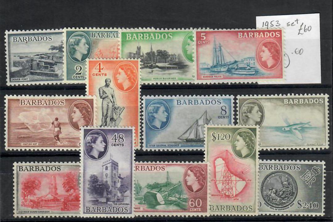 BARBADOS 1953 Elizabeth 2nd Definitives. Set of 13. - 23034 - LHM image 0