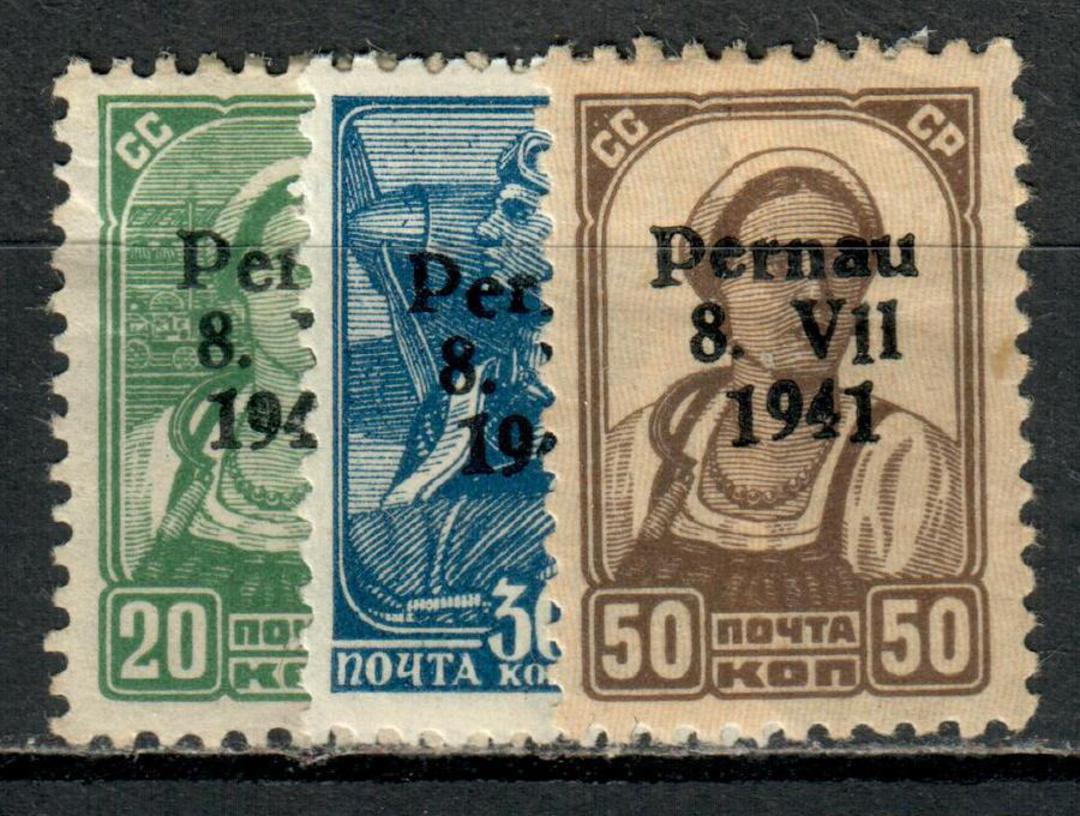 GERMAN OCCUPATION of ESTONIA Pernau 1941 overprints on Russian Definitives. Set of 3. Not listed by SG. - 75409 - LHM image 0