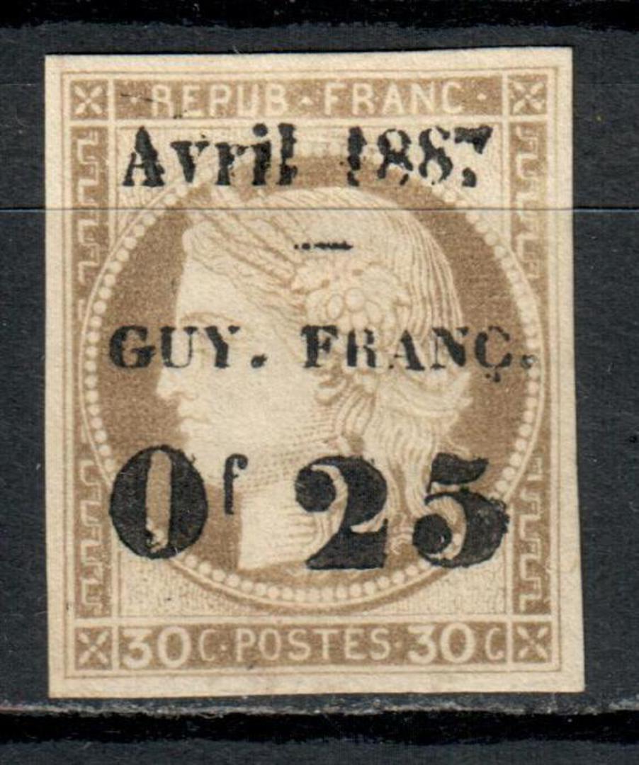 FRENCH GUIANA 1887 Surcharge on French Colonies (General Issue) 25c on 30c Drab. - 39480 - MNG image 0