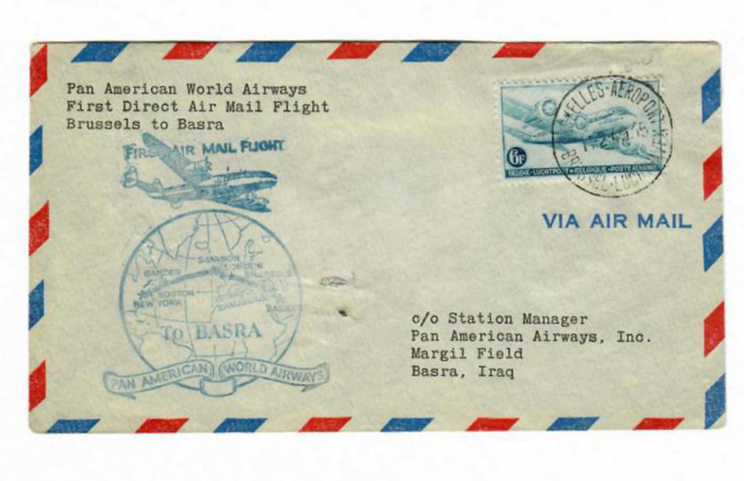 BELGIUM 1946 Pan American World Airways First Direct Airmail Flight Brussels to Basra. - 30160 - PostalHist image 0