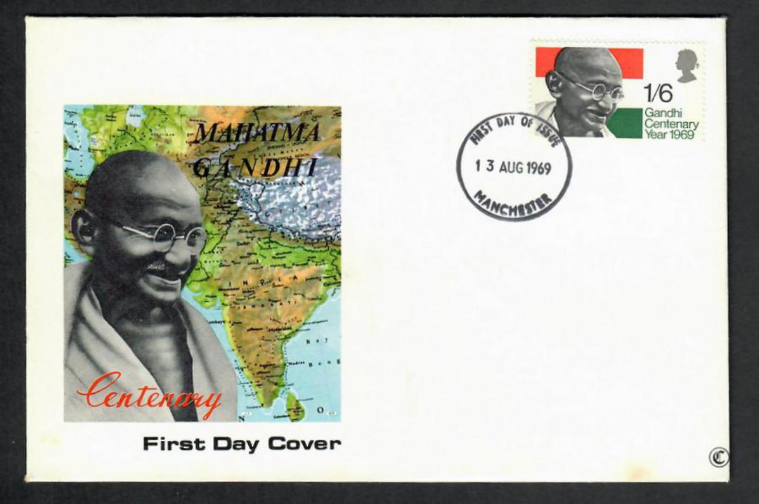 GREAT BRITAIN 1969 Centenary of the Birth of Ghandi on first day cover. - 530346 - FDC image 0