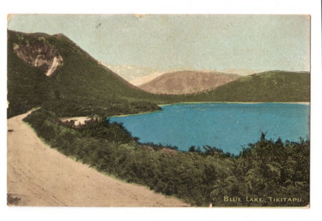 Coloured postcard of Blue Lake Tikitapu. - 45950 - Postcard image 0