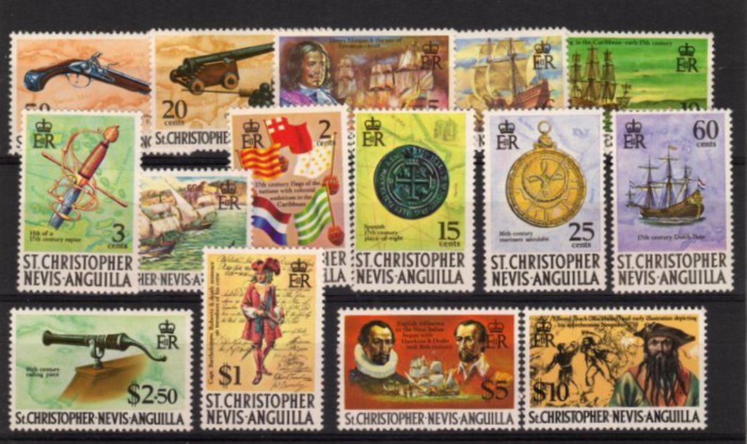 ST KITTS-NEVIS 1970 Definitives. 15 of the 18 values including the $10 (SG 280) excluding the ½c 1c and the cheaper 15c (SG 214a image 0