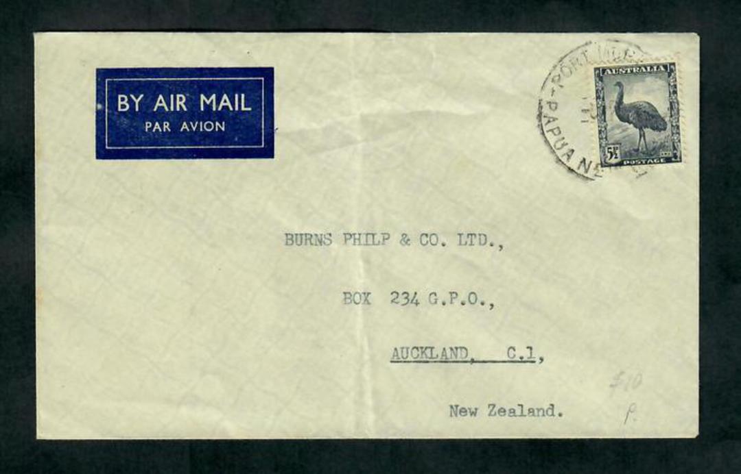 PAPUA NEW GUINEA 1949 Letter to New Zealand during the period the country used Australian stamps. Has been folded. - 30588 - Po image 0