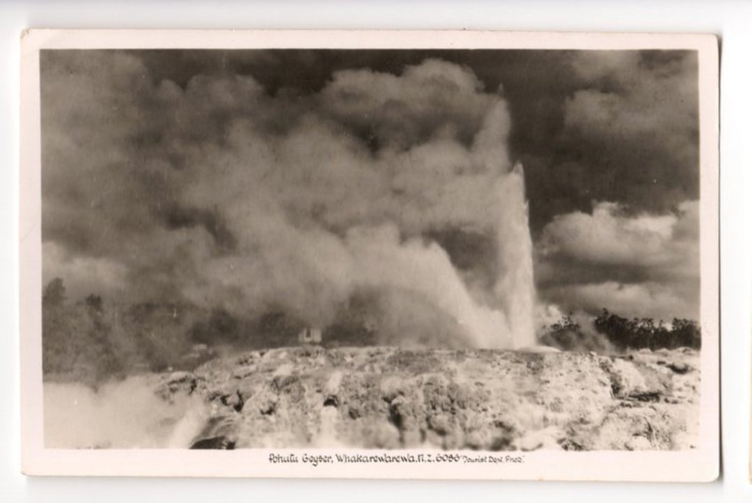 Real Photograph by the Tourist Dept of Pohutu Geyser. - 46192 - Postcard image 0