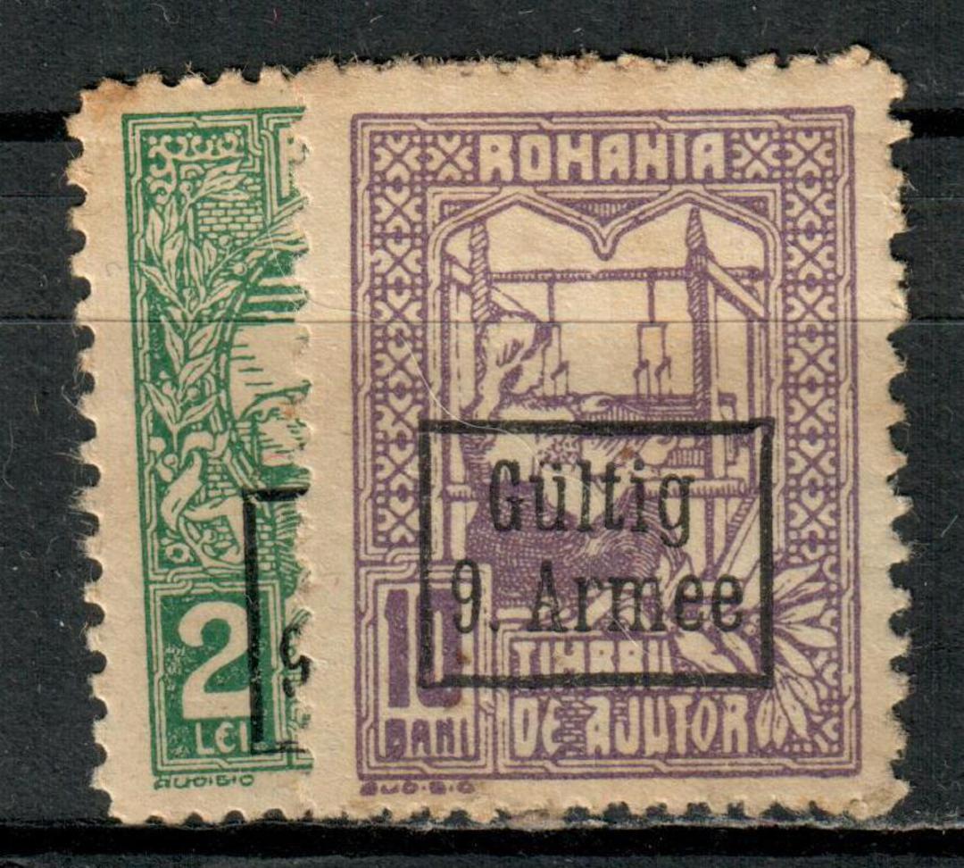 GERMAN OCCUPATION of ROMANIA 1918 Ninth Army Overprints. Two unlisted items. - 75479 - Used image 0