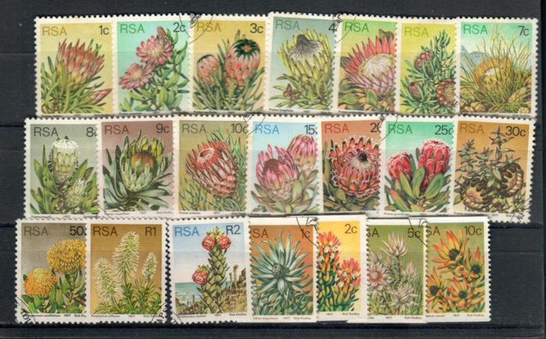 SOUTH AFRICA 1977 Definitives Proteas and other Succulents. Set of 21. - 20770 - VFU image 0