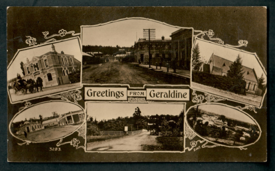 Real Photograph. Montage. Greetings from Geraldine. - 48553 - Postcard image 0