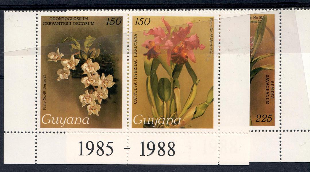 GUYANA 1988 Centenary of the Publication of Sanders Reichenbachia. 4 values in Joined pairs.  All plate 2. 46 $1.50. 55 $1.50 57 image 0
