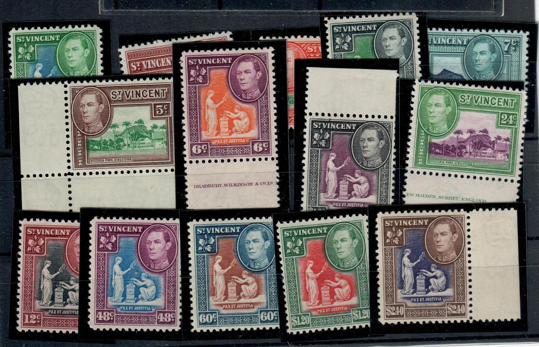ST VINCENT 1949 Geo 6th Definitives. Original set of 14 (excluding the 5 stamps issued on 10/6/1952. These catalogue at £1.50). image 0