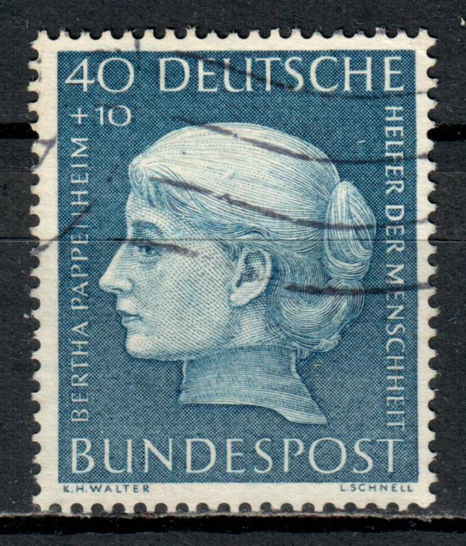 WEST GERMANY 1954 Humanitarian Relief Fund 40pf + 10pf Blue. - 71374 - FU image 0