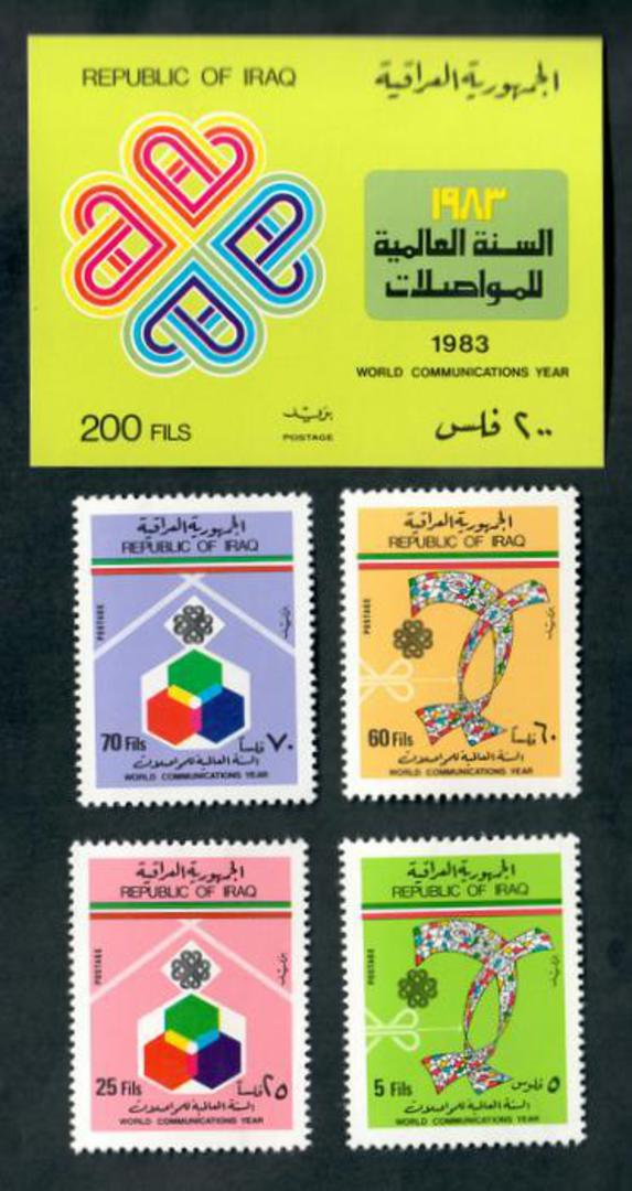 IRAQ 1983 World Communications Year. Set of 4 and miniature sheet. - 50414 - UHM image 0