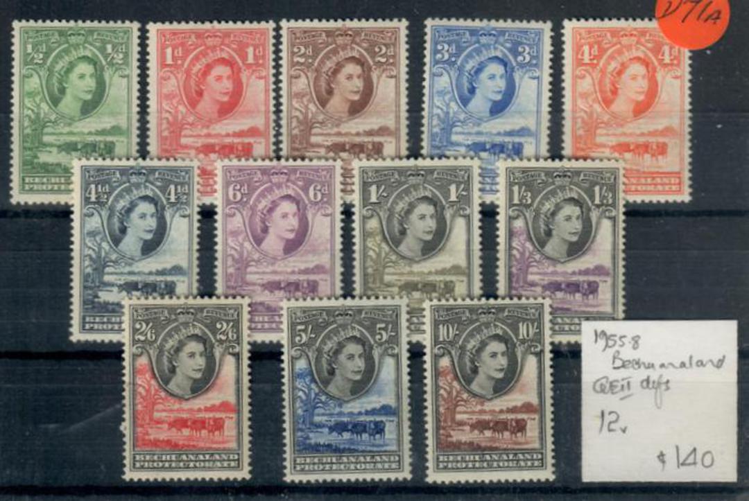 BECHUANALAND 1955 Elizabeth 2nd Definitives. Set of 12. - 20766 - UHM image 0