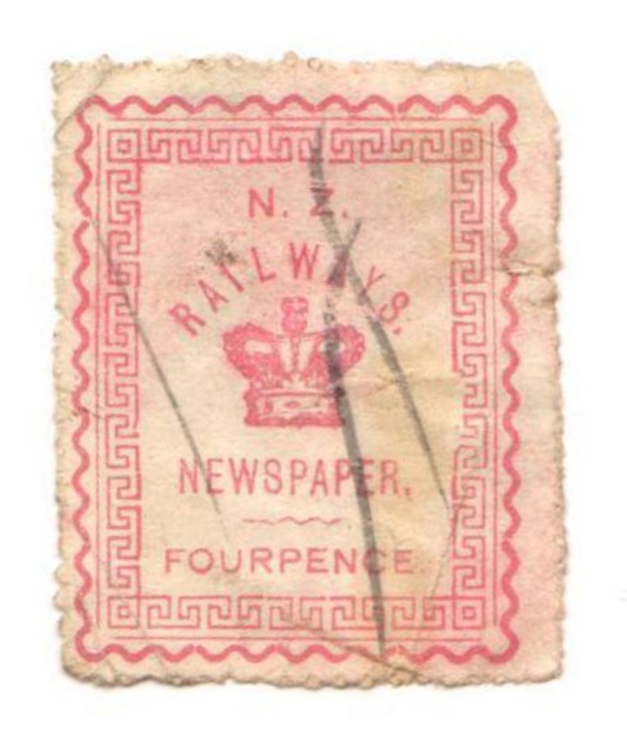 NEW ZEALAND 1890 Railway Newspapers 4d Rose. image 0