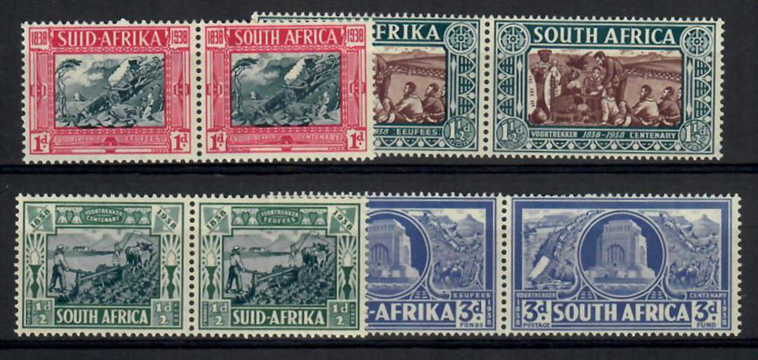 SOUTH AFRICA 1938 Voortrekker Centenary Memorial Fund. Set of 4 in joined pairs. - 22465 - LHM image 0