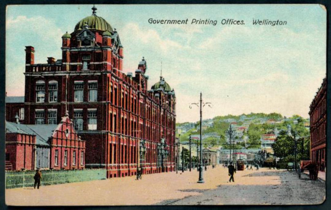 Coloured postcard of Government Printing Offices Wellington. - 47580 - Postcard image 0