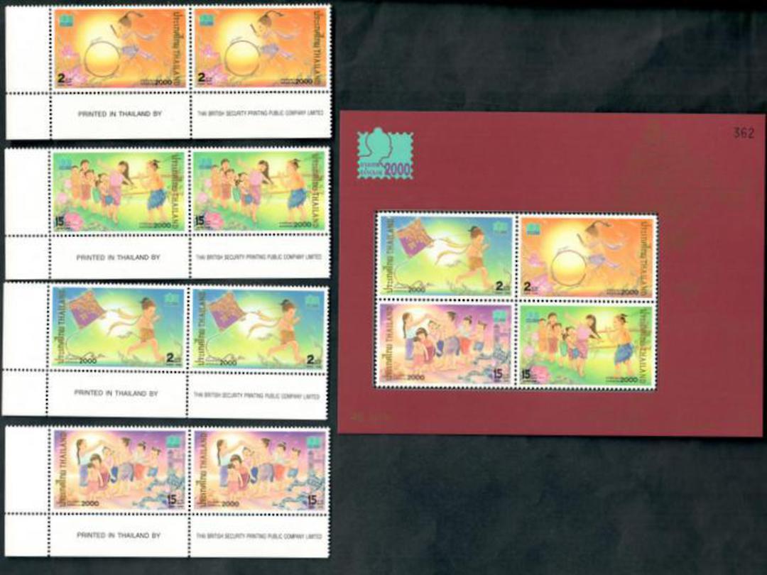 THAILAND 1999 Bangkok 2000 International Stamp Exhibition. Youth theme. Set of 4 and miniature sheet. - 50228 - UHM image 0