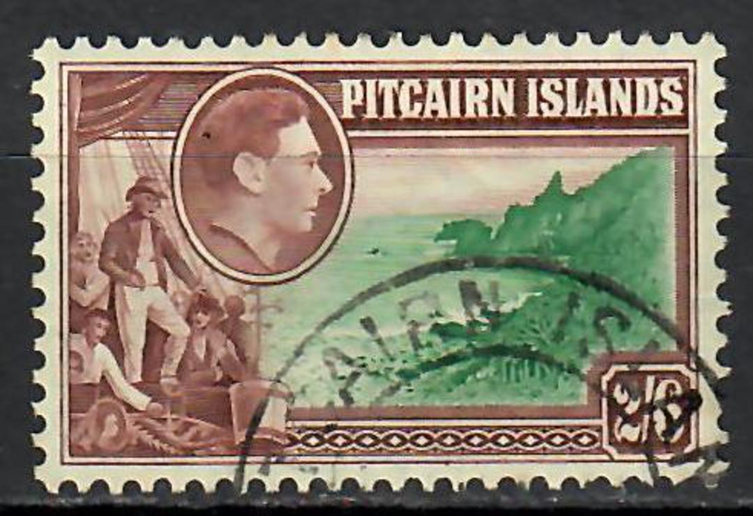 PITCAIRN ISLANDS 1940 Geo 6th Definitive 2/6 Green and Brown. The high value in the set. - 70904 - VFU image 0
