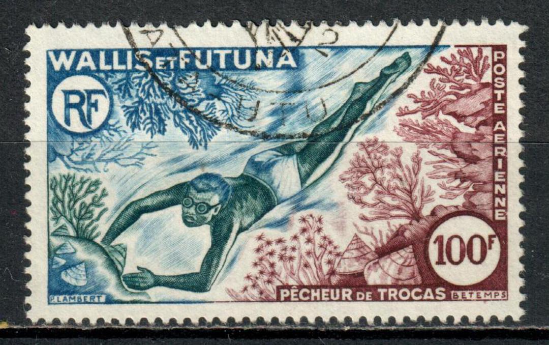 WALLIS and FUTUNA ISLANDS 1962 Marine Fauna 100fr Black Deep Bluish Green and Browm-Purple. - 71195 - VFU image 0