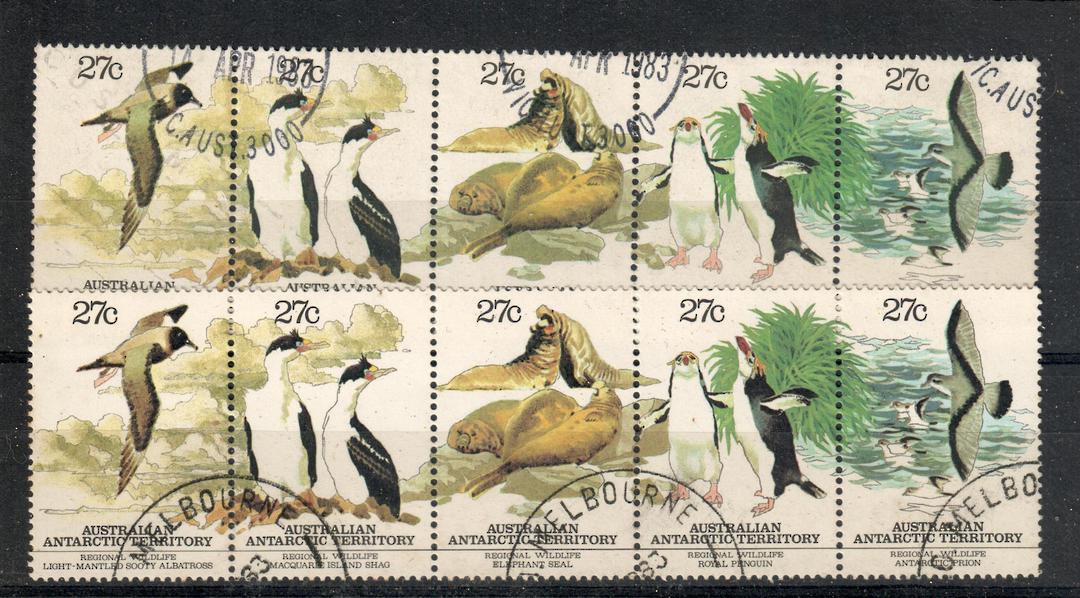AUSTRALIAN ANTARCTIC TERRITORY 1983 Regioal Wildlife. Strip of 5. - 20922 - CTO image 0