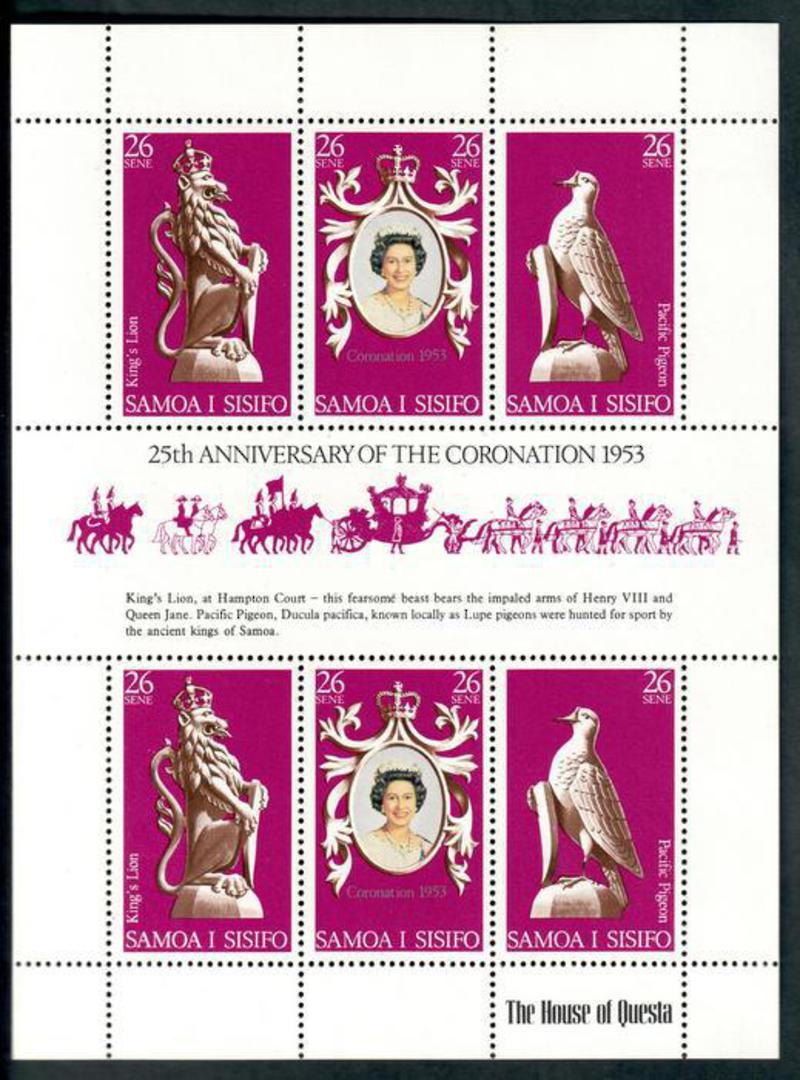 SAMOA 1978 25th Anniversary of the Coronation of Queen Elizabeth 2nd. Sheetlet of 6. - 50421 - UHM image 0