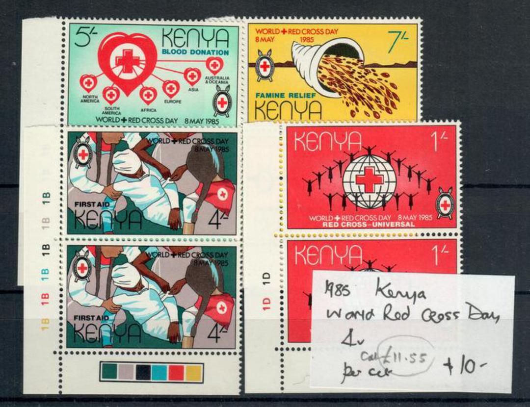 KENYA 1985 Red Cross. Set of 4 in plate pairs. - 20795 - UHM image 0