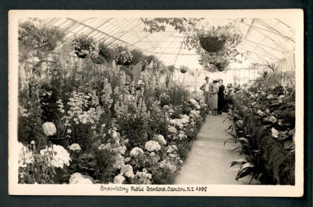 Real Photograph by A B Hurst & Son of Conservatory Public Gardens Oamaru. - 49510 - Postcard image 0