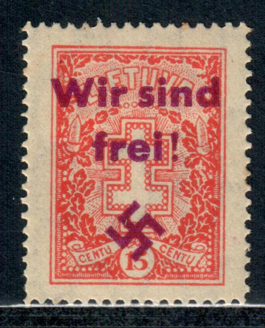 GERMAN OCCUPATION OF LITHUANIA 1941 Lithuanian Definitive overprinted "Wir sind frei" . Unofficial issue not listed by SG. Scarc image 0