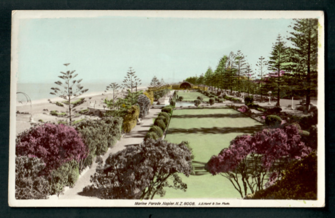 Coloured Real Photograph by A B Hurst & Son of Marine Parade. - 47927 - Postcard image 0