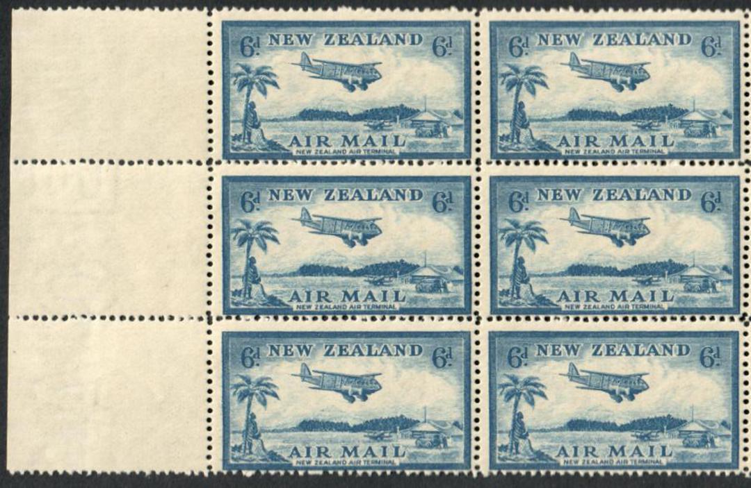NEW ZEALAND 1935 Airmail 6d Blue. Block of 6.                             OR available as a block of 12 with 57817. - 57816 - UH image 0