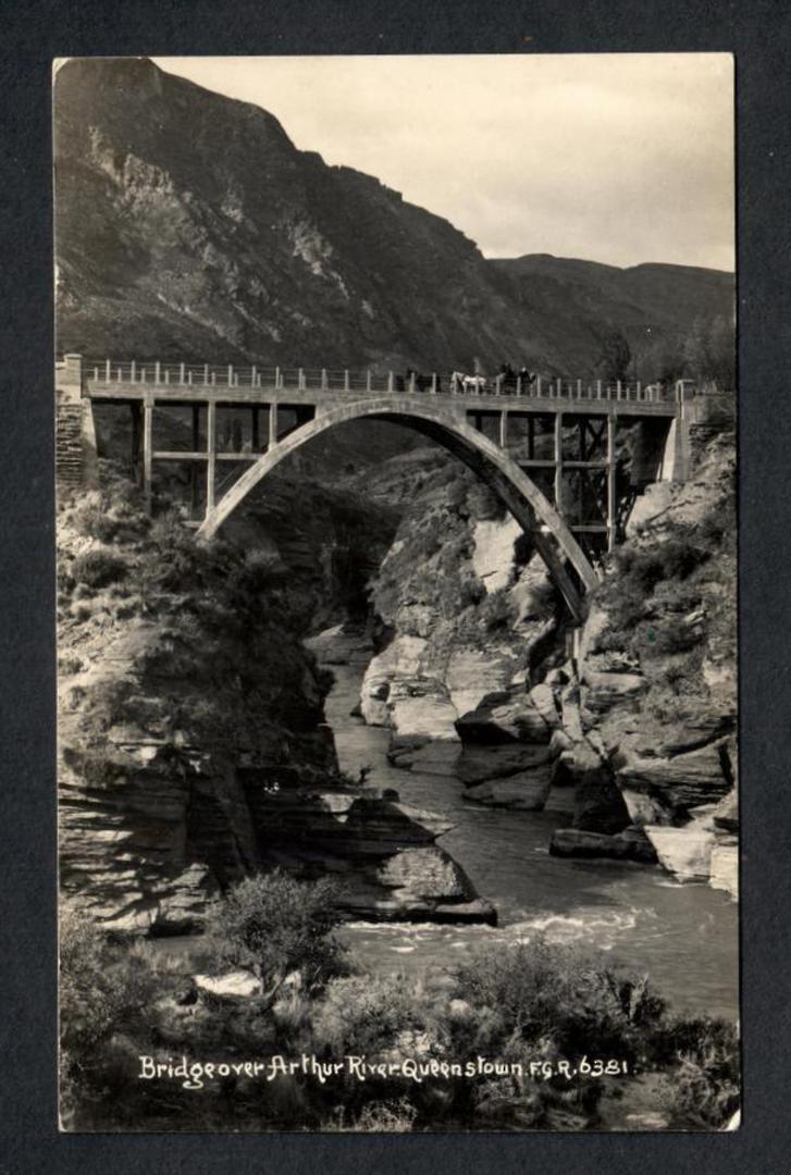Real Photograph by Radcliffe of Bridge over Arthur River Queenstown. - 49492 - Postcard image 0
