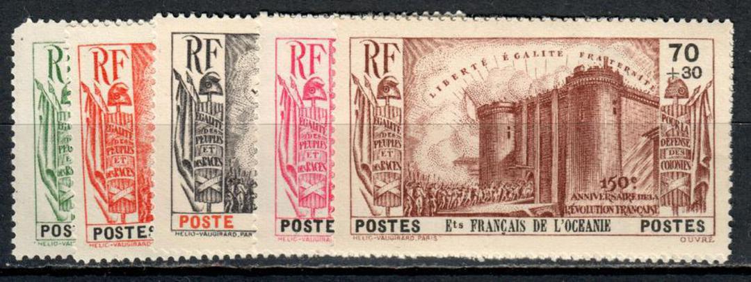 FRENCH OCEANIC SETTLEMENTS 1939 150th Anniversary of the French Revolution. Set of 6. Hinge remains but the 5f is LHM. - 72349 - image 0