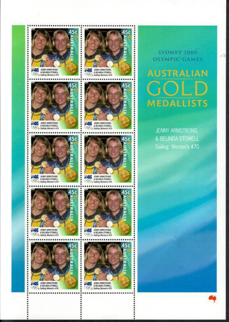 AUSTRALIA  2000 Gold Medalists. Hackett Women Water Polo Aitkenweather Freeman Cook Burns Hockey Armstrong. 8 sheetlets each of image 8