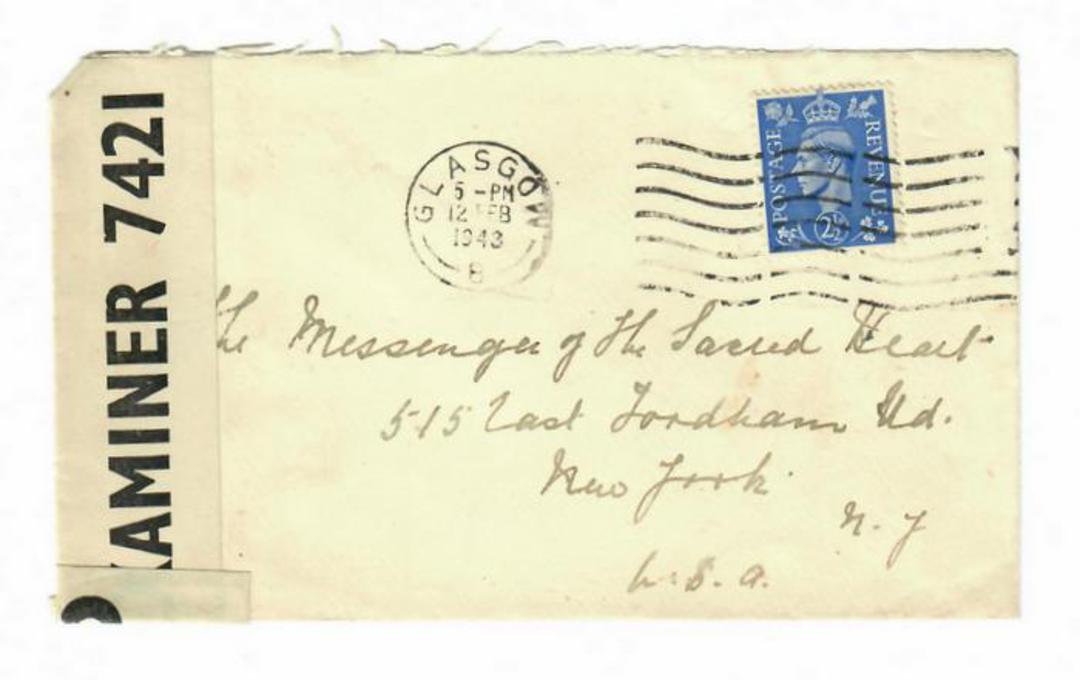 GREAT BRITAIN 1943 Cover censored by Examiner 7421 - 30249 - PostalHist image 0