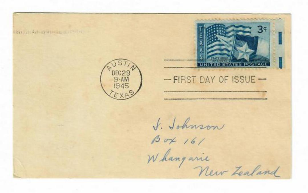 USA 1945 Centenary of the Statehood of Texas on first day cover. Nice card. - 31159 - FDC image 0