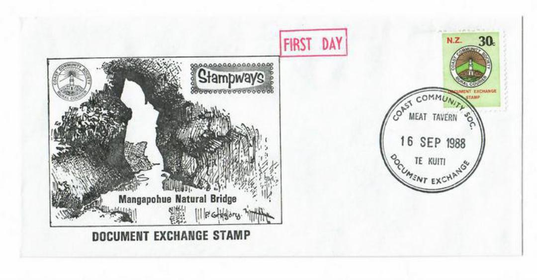 NEW ZEALAND Alternative Postal Operator Stampways 1988 30c Green on first day cover. Meat Tavern Te Kuiti. - 132683 - FDC image 0