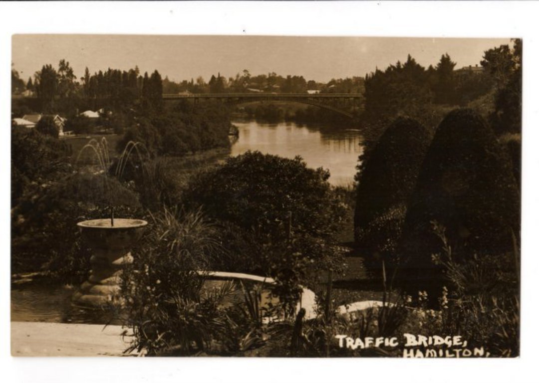 Real Photograph by Cartwright of Traffic Bridge Hamilton. - 45717 - Postcard image 0