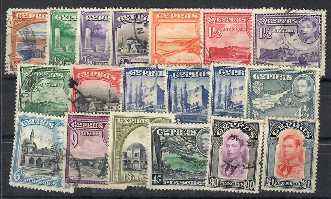 CYPRUS 1938 Geo 6th Definitives. Set of 19. - 26105 - VFU image 0