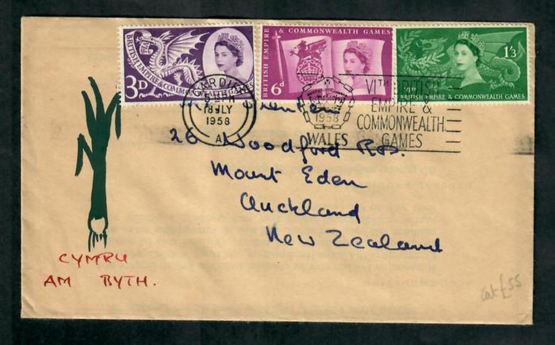 GREAT BRITAIN 1958 Empire and Commonwealth Games. Set of 3 on first day cover. - 30370 - FDC image 0