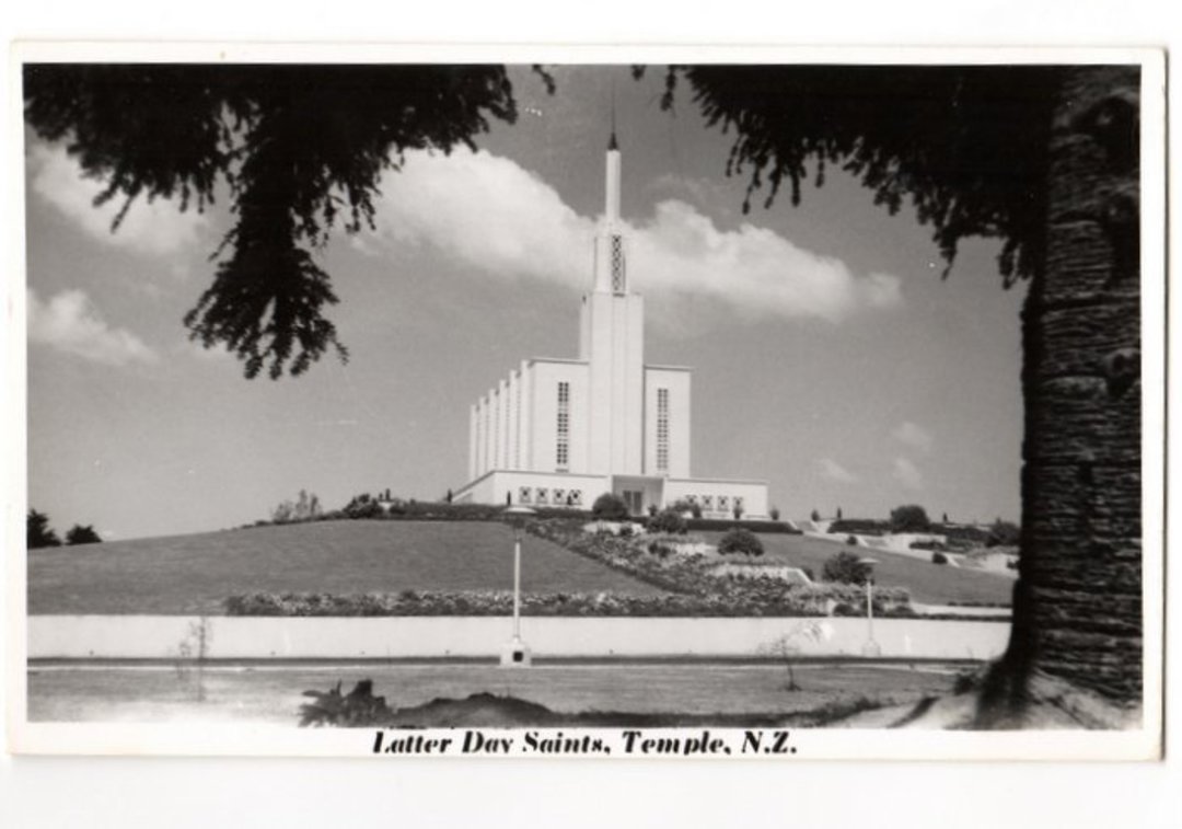 Real Photograph by N S Seaward of Latter Day Saints Temple Hamilton. - 45865 - Postcard image 0