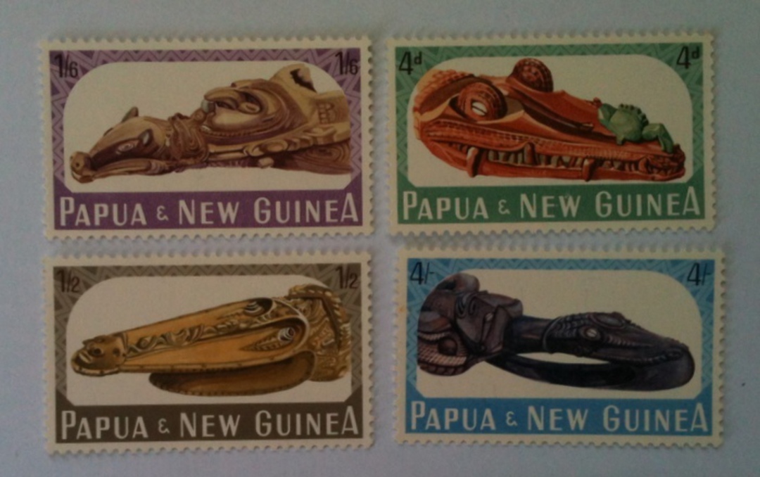 PAPUA NEW GUINEA 1965 Sepik Canoe Prows. Set of 4. - 89064 - UHM image 0