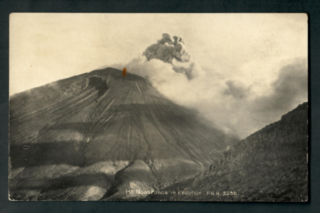 Real Photograph by Radcliffe of Mt Ngauruhoe in Eruption. - 46807 - Postcard image 0