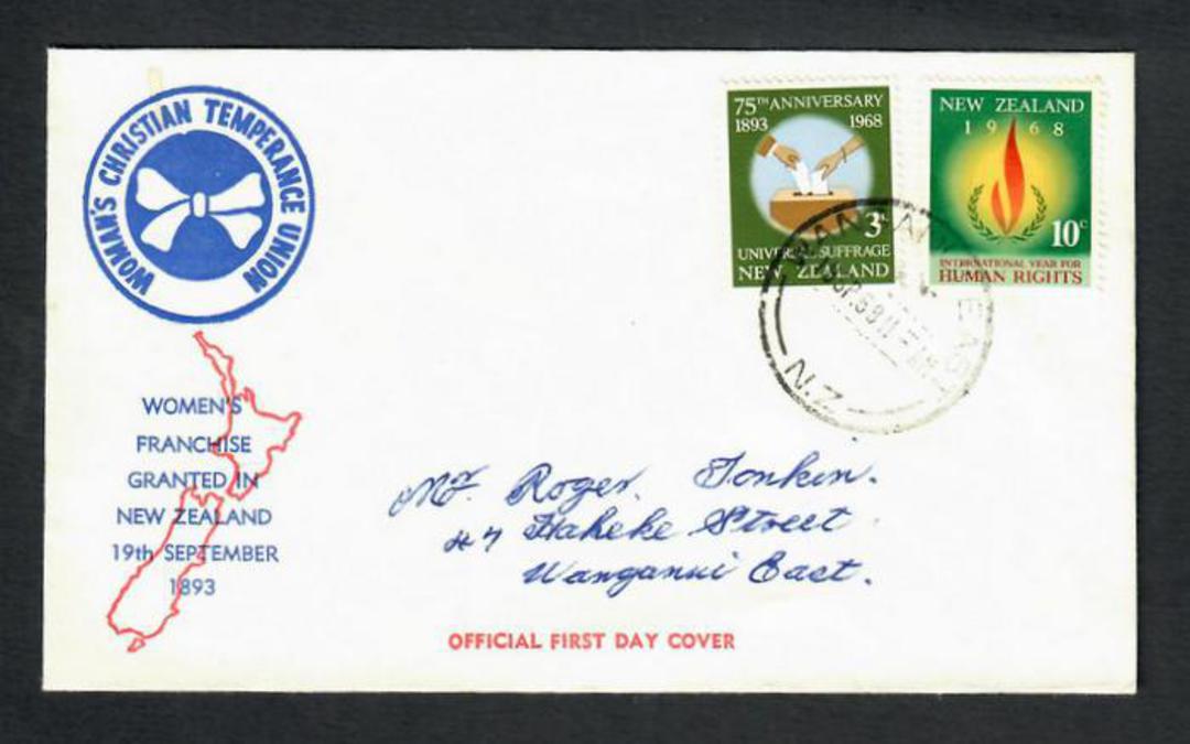 NEW ZEALAND 1968 Universal Suffrage. Set of 2 on illustrated first day cover. - 31571 - PostalHist image 0