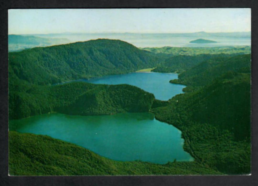 Modern Coloured Postcard by Gladys Goodall of the Green and Blue Lakes Rotorua. - 444157 - Postcard image 0