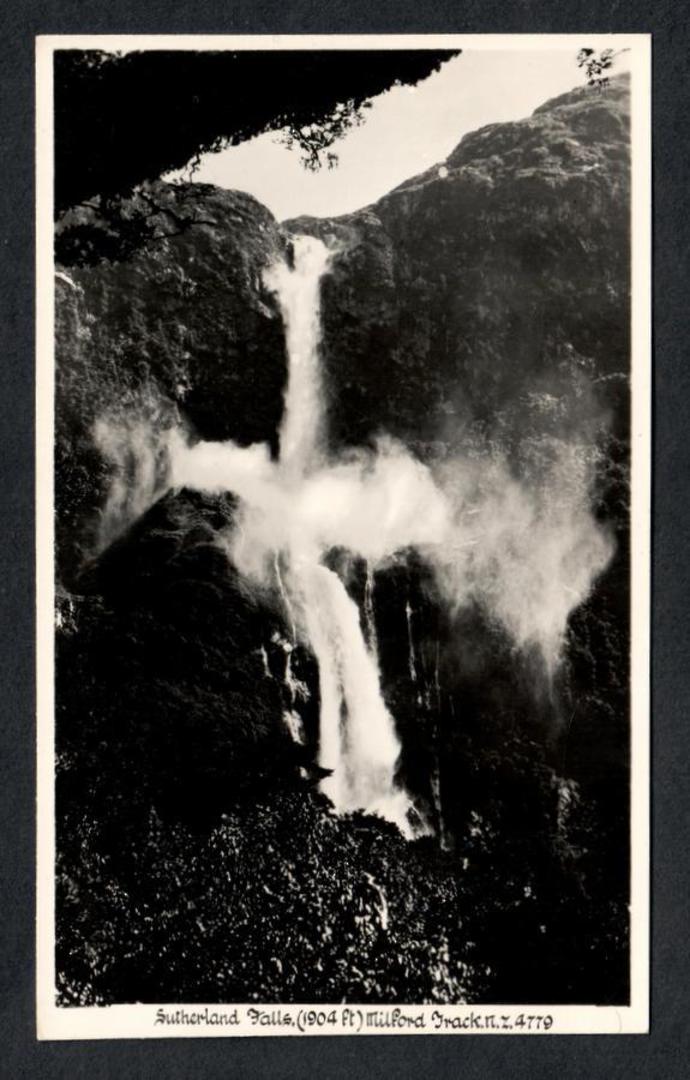 Real Photograph by A B Hurst & Son of Sutherland Falls Milford Track. - 49847 - Postcard image 0