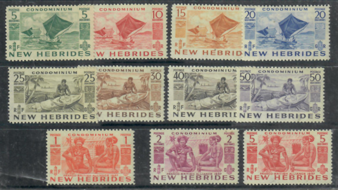 NEW HEBRIDES 1953 Definitives. Set of 11. Very lightly hinged. - 21754 - LHM image 0