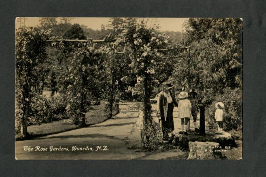 Real Photograph by S C Smith of The Rose Gardens Dunedin. - 49269 - Postcard image 0