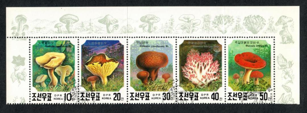 NORTH KOREA 1991 Fungi. Strip of 5. - 56717 - CTO image 0